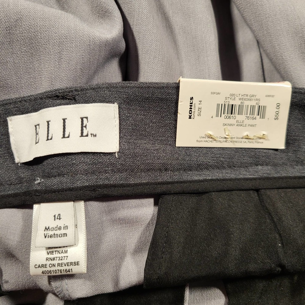 NWT*Elle Gray Slacks*Womens 14*Skinny Ankle*Mid Rise - Picture 3 of 11